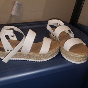 White Espadrille Platform Sandals
